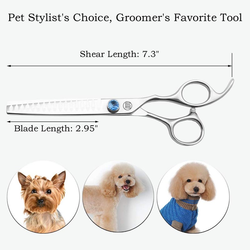 Moontay Professional Dog Grooming Straight, Curved, Thinning/Blending/Chunking Scissors Kit, JP-440C Stainless Steel Pet Cat Hair Cutting/Trimming Shears, Silver - Image 2